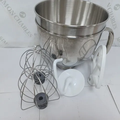 KITCHEN AID STAINLESS STEEL BOWL WITH ACCESSORIES