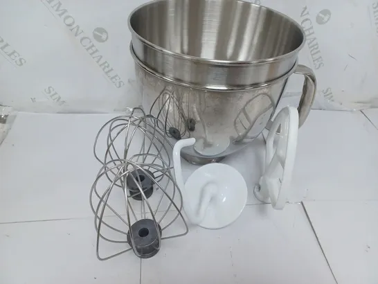 KITCHEN AID STAINLESS STEEL BOWL WITH ACCESSORIES