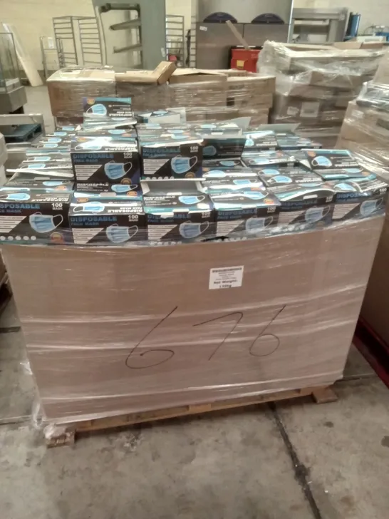 PALLET OF APPROXIMATELY 420 BOXES OF DISPOSABLE FACE MASKS