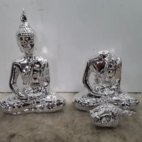 BOXED K BY KELLY HOPPEN SET OF 2 SMALL BUDDHAS - SILVER