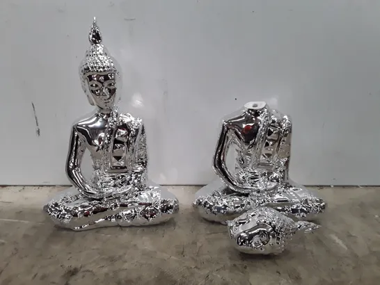 BOXED K BY KELLY HOPPEN SET OF 2 SMALL BUDDHAS - SILVER