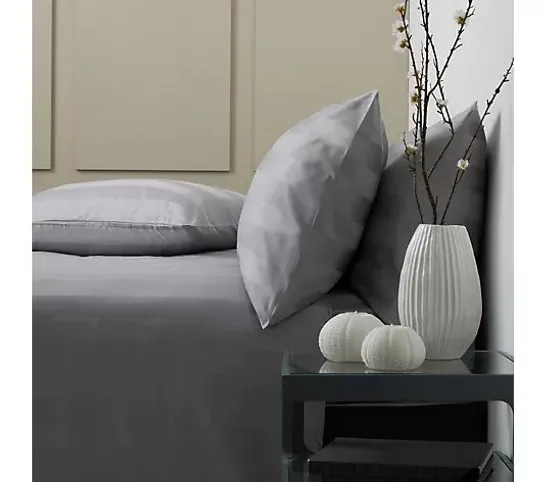 K BY KELLY HOPPEN STRIPE EMBOSSED 500TC 6 PIECE DUVET SET- SILVER/GREY DOUBLE