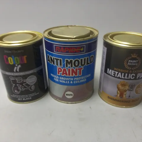 MEDIUM BOX OF ASSORTED TINS OF PAINT TO INCLUDE PAINT FACTORY AND RAPIDE - COLLECTION ONLY 