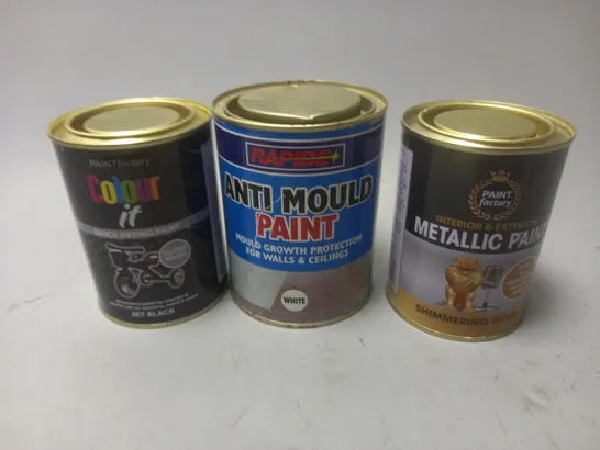 MEDIUM BOX OF ASSORTED TINS OF PAINT TO INCLUDE PAINT FACTORY AND RAPIDE - COLLECTION ONLY 