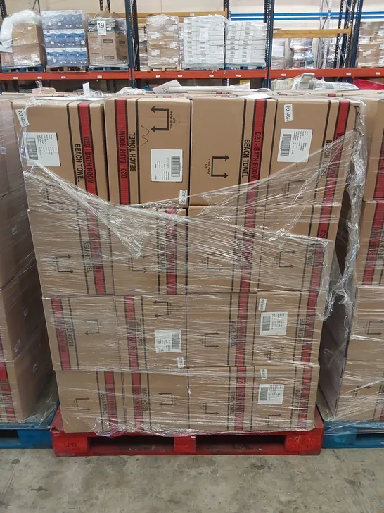 PALLET TO CONTAIN APPROX 48 BOXES OF BRAND NEW UNION JACK BEACH TOWELS - 9 TOWELS PER BOX // SIZE: APPROX 71 X 152cm // COMBINED RRP £2,376.00