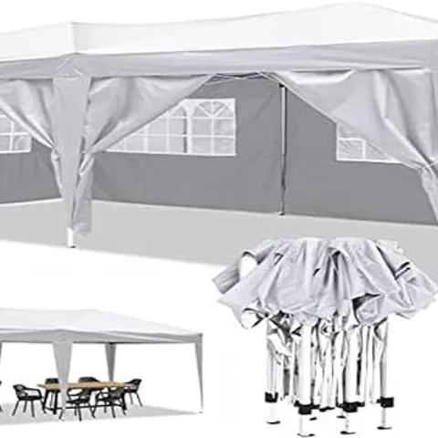 BRAND NEW YUEBO FOLDING GAZEBO TENT 3 X 6 M WATERPROOF FOLDING TENTS WITH 6 WALLS, UV PROTECTION FOLDING GAZEBO GARDEN PERGOLAS TENTS FOR OUTDOORS, PARTIES (1 BOX)