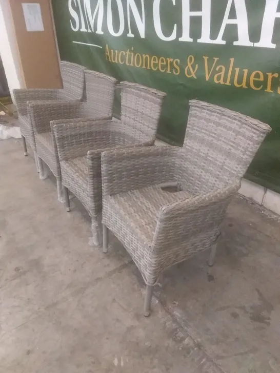 X4 RATTAN EFFECT GARDEN CHAIRS GREY