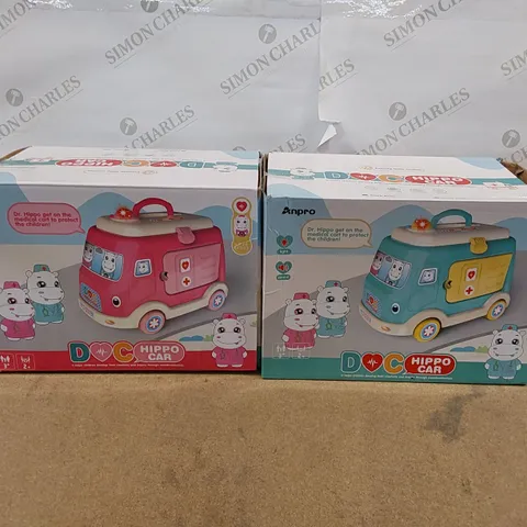 LOT OF 2X BOXED DOC HIPPO DOCTOR CARS FOR CHILDREN (2 BOXES TAPED TOGETHER)