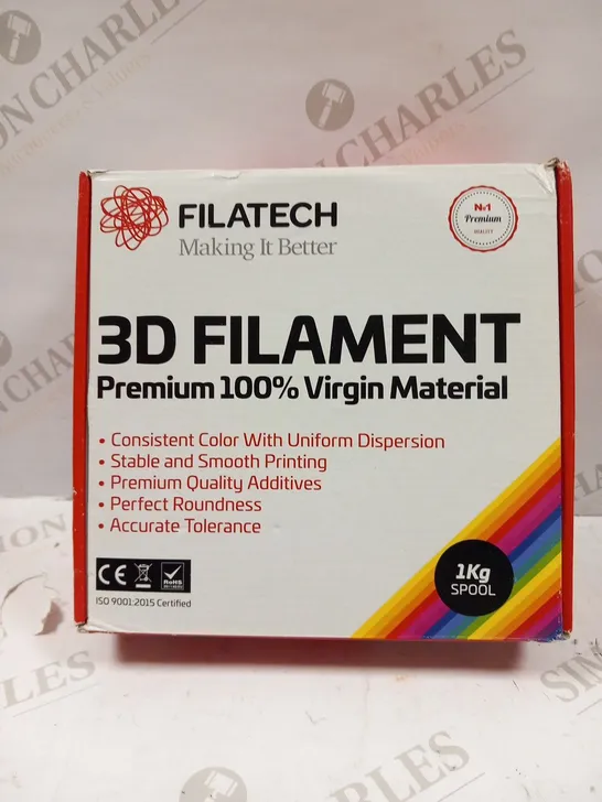 BOXED FILATECH 3D FILAMENT PREMIUM 100% VIRGIN MATERIAL 1KG SPOOL