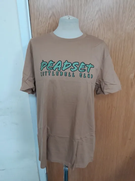 DEADSET KETTLEBELL CLUB SOFT TSHIRT IN BROWN SIZE XL