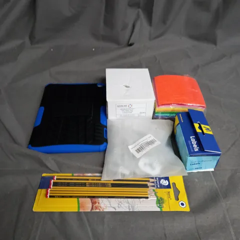 APPROXIMATELY 20 ASSORTED HOUSEHOLD ITEMS TOO INCLUDE OFFICE LABELS , TABLET CASES , PENCIL SETS , ETC 