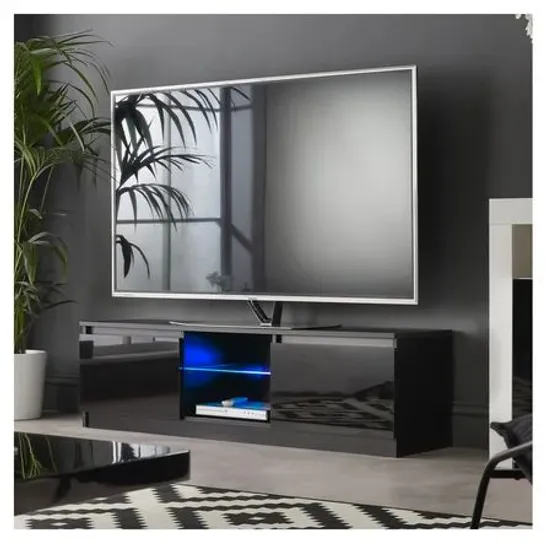 BOXED WHITE GLOSS LED PENDANT TV CABINET