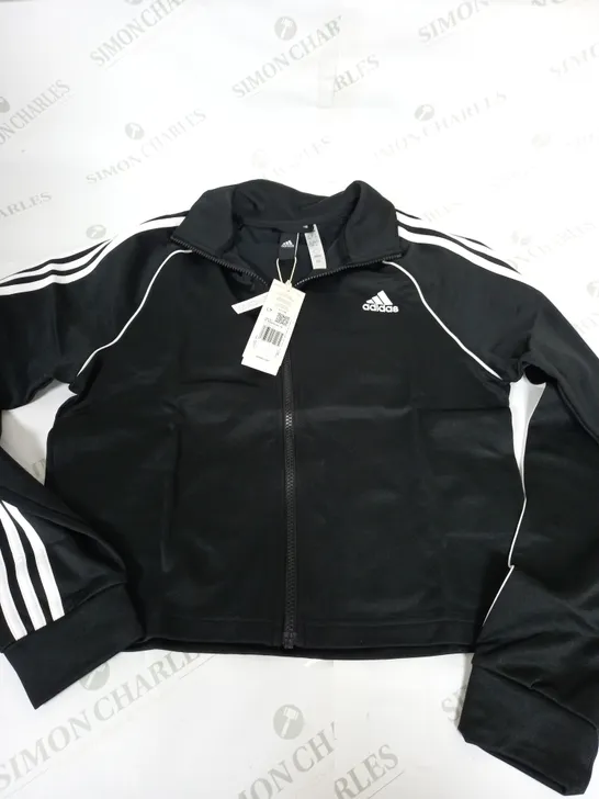 ADIDAS TEAMSPORT CROPPED BLACK TRACKSUIT TOP -  SIZE L