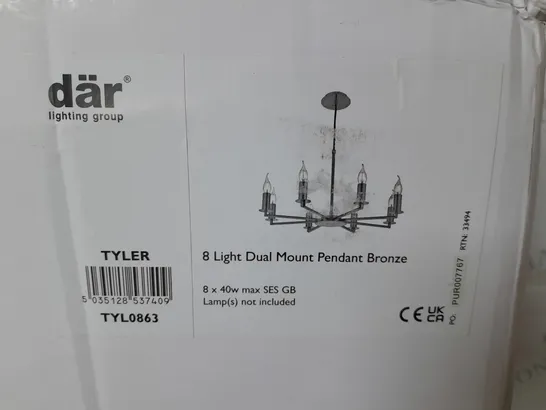 BOXED DAR LIGHTING TYLER 8-LAMP DUAL MOUNT PENDANT LIGHT IN BRONZE