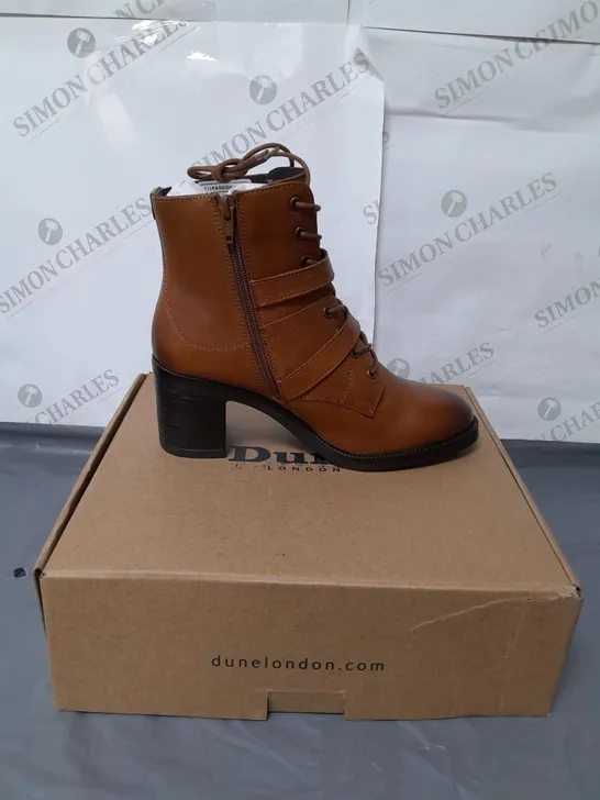 DUNE LONDON LADIES ANKLE DOUBLE BUCKLE BOOTS TAN SIZE 6