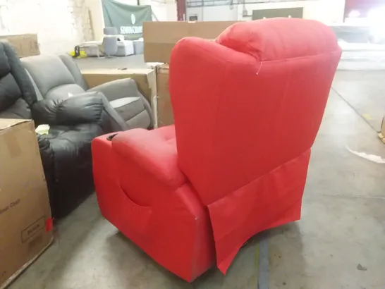 DESIGNER RED FAUX LEATHER MANUALLY RECLINING ARMCHAIR 