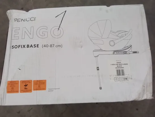 BOXED VENICCI ENGO I-SIZE CAR SEAT AND BASE IN BLACK