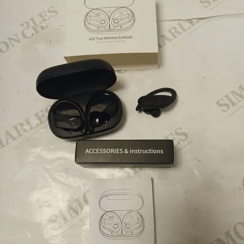 BOXED DONERTON A20 TRUE WIRELESS EARBUDS WITH CHARGING DOCK, USER GUIDE AND USB CABLE