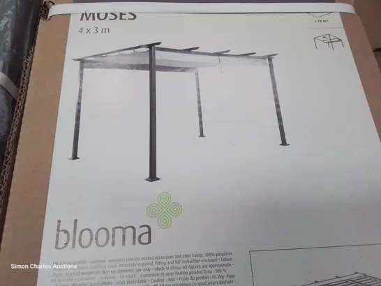 BOXED BLOOMA MOSES 4 × 3M SLIDING FABRIC ROOF GAZEBO