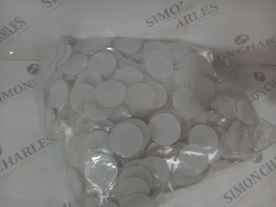 BOX OF APPROXIMATELY 10,000 CUSTOM 54MM RUBBER ADHESIVE HOOK DOTS IN WHITE