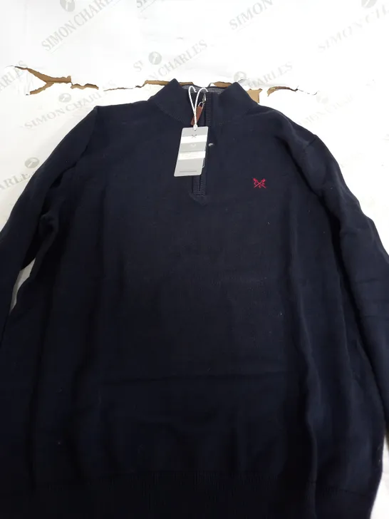 CREW CLOTHING COMPANY NAVY QUARTER ZIP - XL