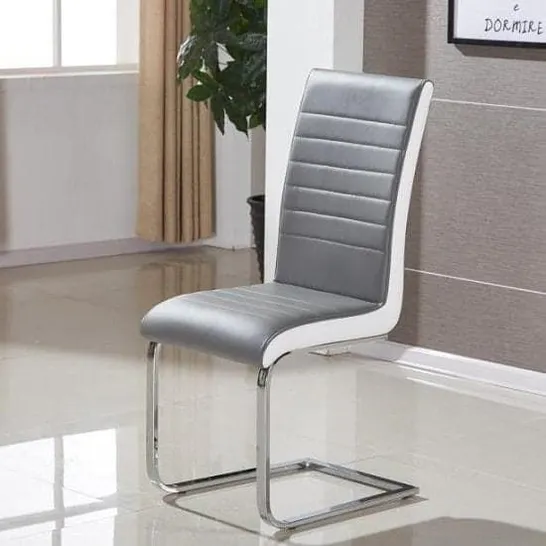 BOXED SYMPHONY DINING CHAIRS - GREY PU WITH WHITE SIDES (1 BOX)