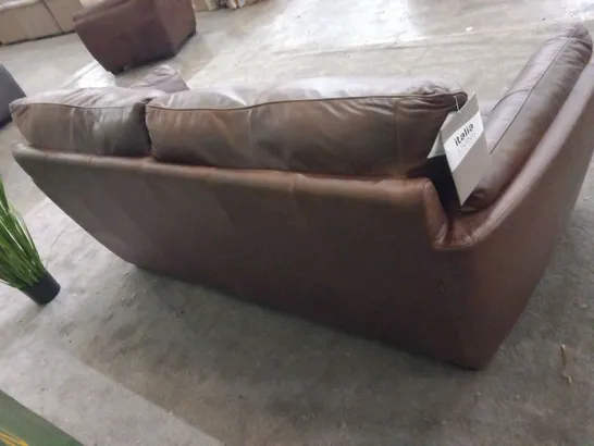 DESIGNER ITALIAN MADE CHIANTI BROWN LEATHER THREE SEATER SOFA