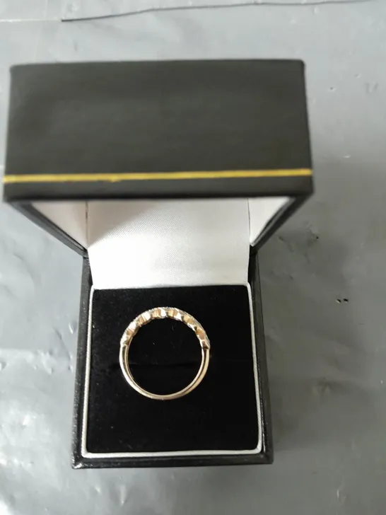 9CT YELLOW GOLD 0.17CT DIAMOND TWO ROW RING