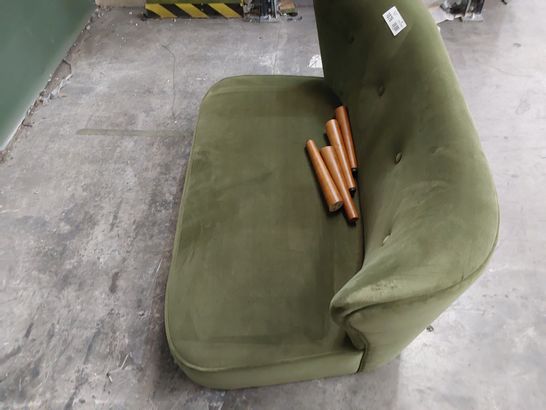 DESIGNER GREEN PLUSH VELVET FABRIC 2 SEATER SOFA