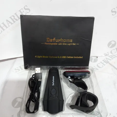 BOXED DEFURHOME RECHARGABLE LED BIKE LIGHT SET