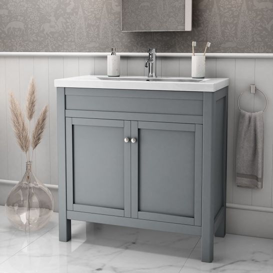 BOXED AVEBURY 800mm VANITY UNIT MATT GREY