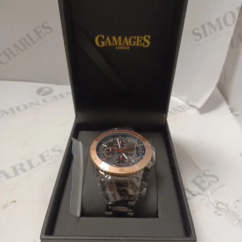 BOXED GAMAGES LONDON CONQUEROR BLACK DIAL CHAIN LINK BRACELET WATCH 