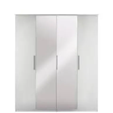 BOXED NEW PRAGUE WHITE 4 DOOR WARDROBE (3 BOXES)