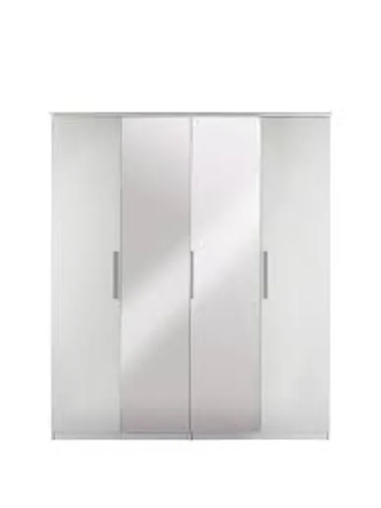 BOXED GRADE 1 NEW PRAGUE WHITE 4 DOOR WARDROBE (3 BOXES)