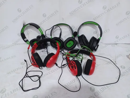 LOT TO CONTAIN 5 X ASSORTED GAMING HEADSETS, BRANDS, COLOURS & MODELS VARY 