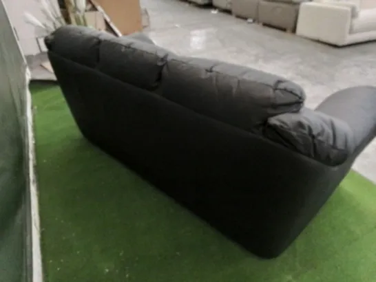 DESIGNER BLACK FAUX LEATHER THREE SEATER SOFA