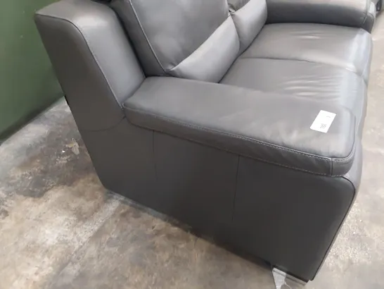 QUALITY ITALIAN DESIGNER POWER RECLINING TWO SEATER SOFA & FIXED SNUGGLER CHAIR CHARCOAL LEATHER 