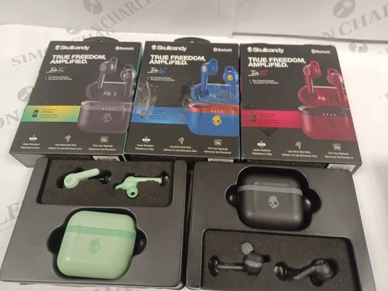 LOT OF 5 BOXED PIARS OF SKULL CANDY INDY EVO TWS EARBUDS