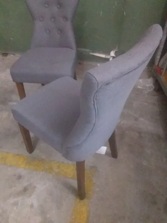 X2 BEWLEY SLATE FABRIC BUTTON BACK DINING CHAIR OAK LEG