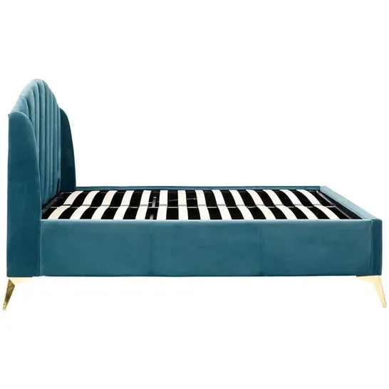 BOXED PETTINE 4FT6" END LIFT OTTOMAN BED IN TEAL - 2 BOXES