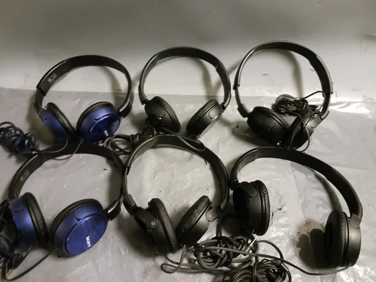 6 PAIRS OF SONY MDR-ZX310 HEADPHONES