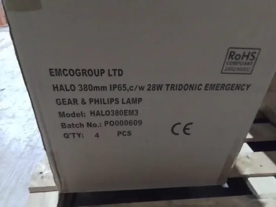 PALLET CONTAINING 7 MULTIPACK BOXES OF ASSORTED LIGHTING ITEMS TO INCLUDE EMCOLITE SURFACE LUMINAIRE LIGHTS AND DOWNLIGHTS