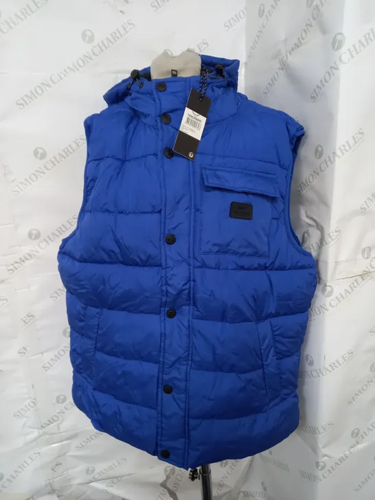 THREADBARE MENS HOODED GILET IN ROYAL BLUE SIZE L