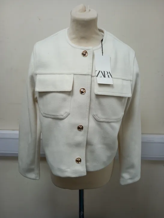 ZARA WHITE BUTTON THROUGH CARDIGAN - M