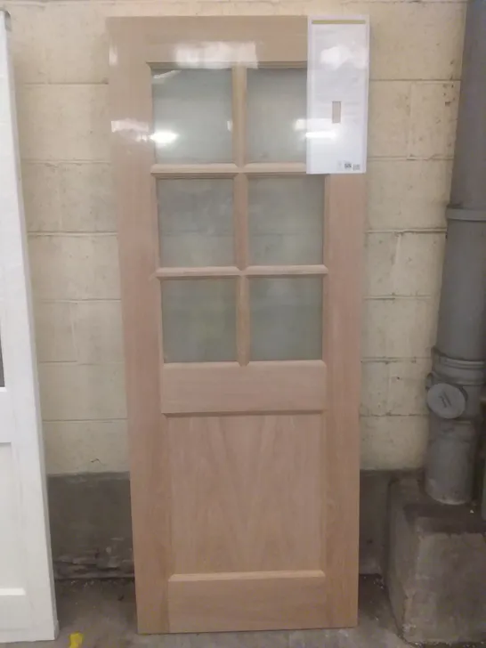 GEOM OAK VENEER 6 LITE CLEAR DOUBLE GLAZED EXTERNAL DOOR