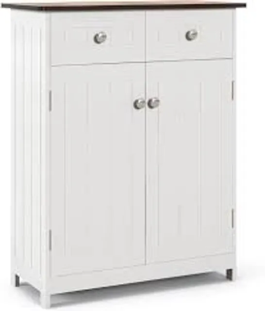 BOXED COSTWAY BATHROOM WOODEN SIDE CABINET WITH 2 DRAWERS AND 2 DOORS - WHITE