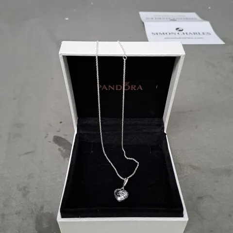 PANDORA SIVER HEART PENDANT WITH CHAIN