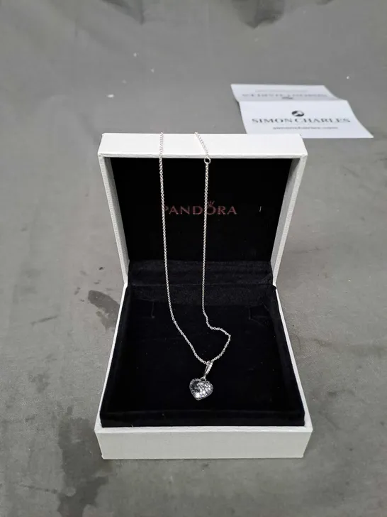 PANDORA SIVER HEART PENDANT WITH CHAIN