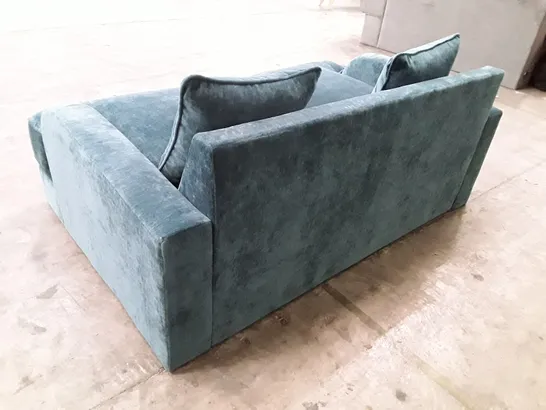 QUALITY DESIGNER 2 SEATER SOFA - TEAL FABRIC