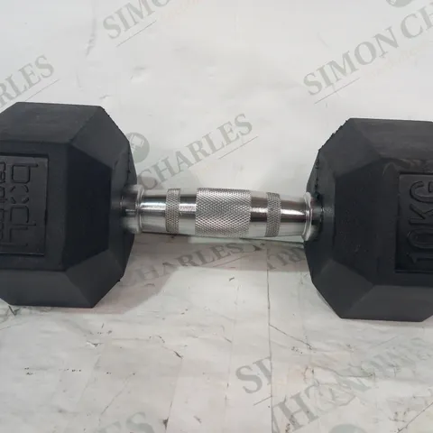 BODY REVOLUTION 10KG RUBBER HEX DUMBBELL